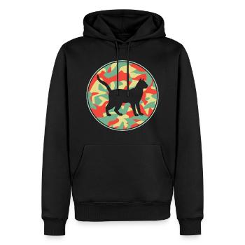 Vintage Russische Blaue Katze - Männer Premium Bio Hoodie - Schwarz - Vorne - Nico (187cm)