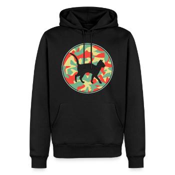 Vintage Chat Abyssin - Sweat à capuche Premium bio Homme - noir - Devant - Nico (187cm)