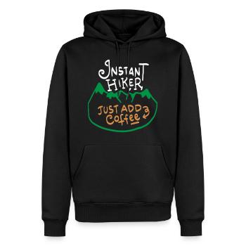 Instant Hiker Ajoutez juste le cadeau de café - Sweat à capuche Premium bio Homme - noir - Devant - Nico (187cm)