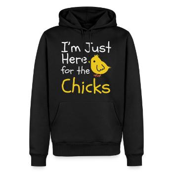 Je just'm ici pour les poussins de cadeau de Pâques - Sweat à capuche Premium bio Homme - noir - Devant - Nico (187cm)