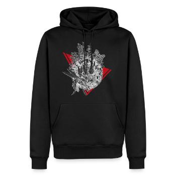 Planet der Fleischfressenden Pflanzen in Weiß - Männer Premium Bio Hoodie - Schwarz - Vorne - Nico (187cm)