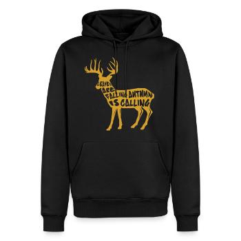 Cerf Rennier automne feuilles cadeau - Sweat à capuche Premium bio Homme - noir - Devant - Nico (187cm)