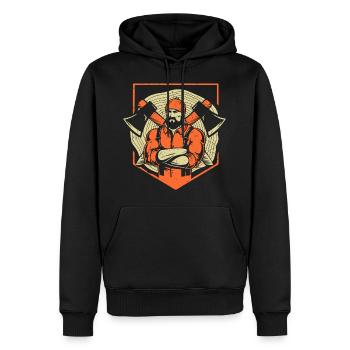 HOLZ SÄGE KETTENSÄGE GESCHENK WALD FÖRSTER BERUF - Männer Premium Bio Hoodie - Schwarz - Vorne - Nico (187cm)