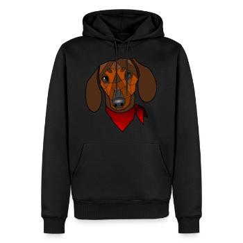 Teckel - Leo - Sweat à capuche Premium bio Homme - noir - Devant - Nico (187cm)