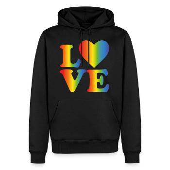 Liebe LGBT Regenbogen - Männer Premium Bio Hoodie - Schwarz - Vorne - Nico (187cm)