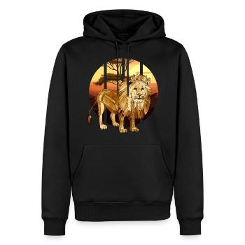 lion - Sweat à capuche Premium bio Homme - noir - Devant - Nico (187cm)