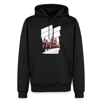 Berlin Oberbaumbrücke Glitch - Männer Premium Bio Hoodie - Schwarz - Vorne - Nico (187cm)