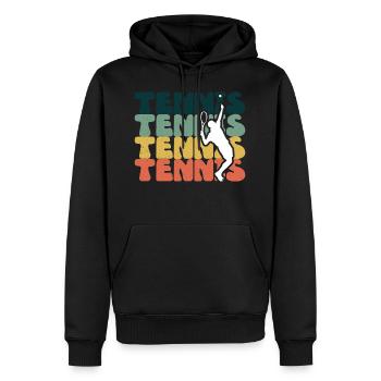 Tennis Tennisspieler Tennisplatz - Männer Premium Bio Hoodie - Schwarz - Vorne - Nico (187cm)