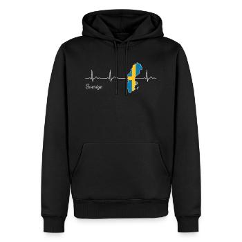 Sweden Sverige Heartbeat Heartbeat - Men’s Premium Organic Hoodie - black - Front - Nico (187cm)