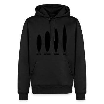Types de planches en stand up paddle - Sweat à capuche Premium bio Homme - noir - Devant - Nico (187cm)