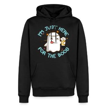 Halloween-trinkendes Hemd Im gerade hier für die Boos - Männer Premium Bio Hoodie - Schwarz - Vorne - Nico (187cm)