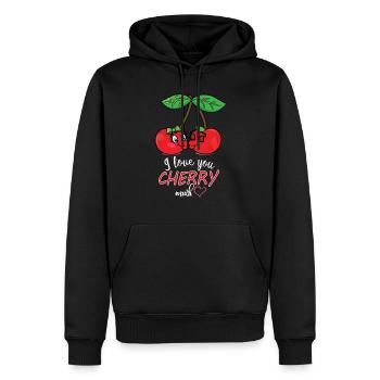 Liebende Kirschen Obst Cartoon Comic Liebe - Männer Premium Bio Hoodie - Schwarz - Vorne - Nico (187cm)