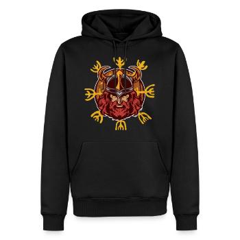 Wikinger Odin | Rabengott Krieger Walhalla Valknut - Männer Premium Bio Hoodie - Schwarz - Vorne - Nico (187cm)
