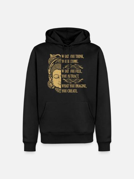 The Power of Thoughts Buddha - Men’s Premium Organic Hoodie - black