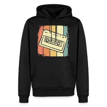 Kassette 90er Jahre Musik - Männer Premium Bio Hoodie - Schwarz - Vorne - Nico (187cm)