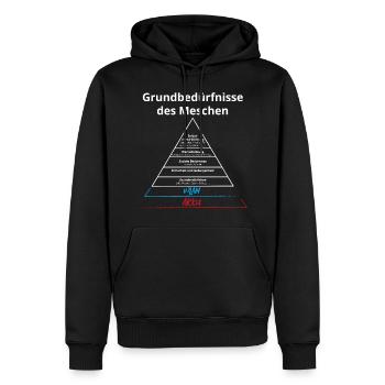Besoins fondamentaux de l’homme: Wifi et batterie ! - Sweat à capuche Premium bio Homme - noir - Devant - Nico (187cm)