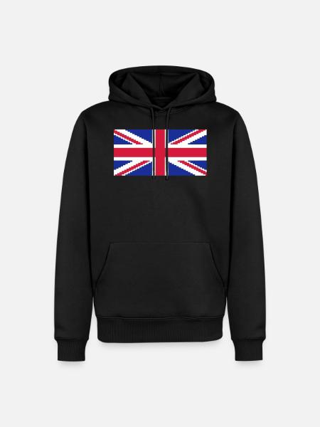 Union Pixel Jack UK Flag - Men’s Premium Organic Hoodie - black