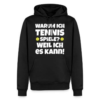 tennis en disant joueur de spieleri servir - Sweat à capuche Premium bio Homme - noir - Devant - Nico (187cm)