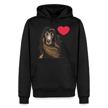Lévrier afghan, afghan - Sweat à capuche Premium bio Homme - noir - Devant - Nico (187cm)