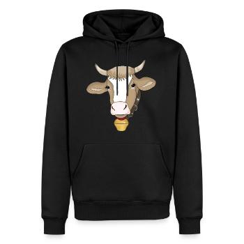 Kuh - Männer Premium Bio Hoodie - Schwarz - Vorne - Nico (187cm)