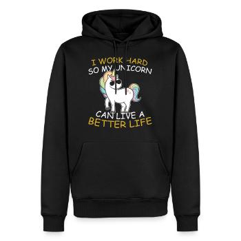 Unicorn Licorne Cool Lunettes de soleil BD Drôle - Sweat à capuche Premium bio Homme - noir - Devant - Nico (187cm)