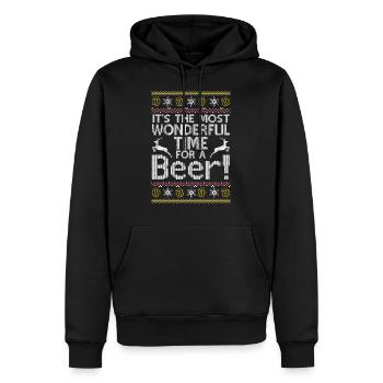 Christmas Sweater Best Time for Beer Fun - Men’s Premium Organic Hoodie - black - Front - Nico (187cm)