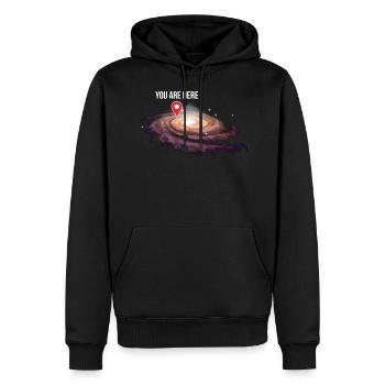 Univers Emplacement dans la galaxie Cadeau cool - Sweat à capuche Premium bio Homme - noir - Devant - Nico (187cm)