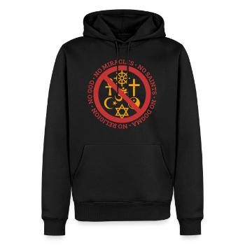 Athée Dieu miracle Saint Dog cycle cadeau - Sweat à capuche Premium bio Homme - noir - Devant - Nico (187cm)