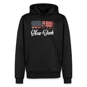 New York fière drapeau patriotisme cadeau cool - Sweat à capuche Premium bio Homme - noir - Devant - Nico (187cm)