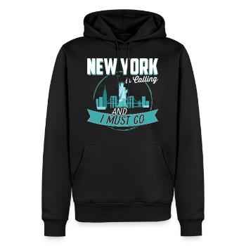 New York appelle et je dois partir Voyage Cooles - Sweat à capuche Premium bio Homme - noir - Devant - Nico (187cm)