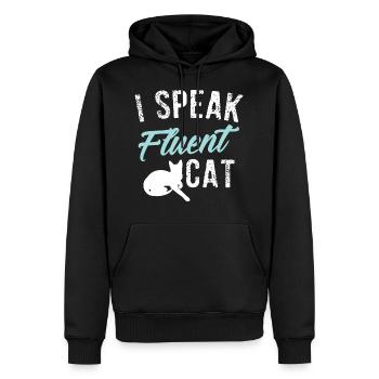 Je parle chat fluide Cadeau drôle - Sweat à capuche Premium bio Homme - noir - Devant - Nico (187cm)