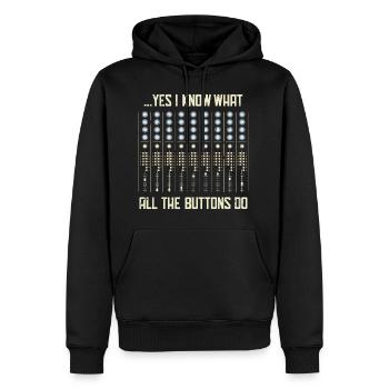 Ja ich weiß, was alle Knöpfe Geschenk tun - Männer Premium Bio Hoodie - Schwarz - Vorne - Nico (187cm)