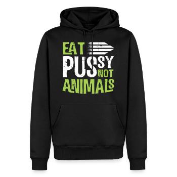 Vegatarisch Iss Pussy und kein Fleisch Lustiges - Männer Premium Bio Hoodie - Schwarz - Vorne - Nico (187cm)