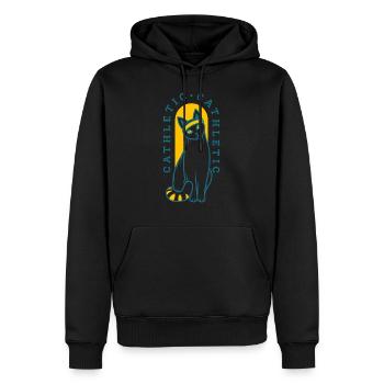 Gymnastik Ninja Katze Sportlich Kathleth Lustiges - Männer Premium Bio Hoodie - Schwarz - Vorne - Nico (187cm)