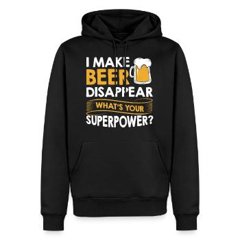 Je fais disparaître la bière Superpower alcool - Sweat à capuche Premium bio Homme - noir - Devant - Nico (187cm)