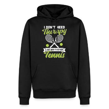 Tennis Therapie Sport Lustiges Geschenk - Männer Premium Bio Hoodie - Schwarz - Vorne - Nico (187cm)