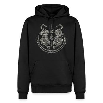 Sak Yant Thai Tattoo Twin Tiger Muay Thai cadeau - Sweat à capuche Premium bio Homme - noir - Devant - Nico (187cm)