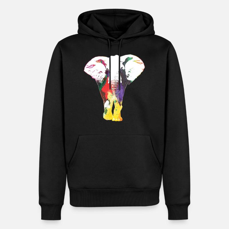 Elefant Regenbogen Wildlife Cooles Geschenk - Männer Premium Bio Hoodie - Schwarz