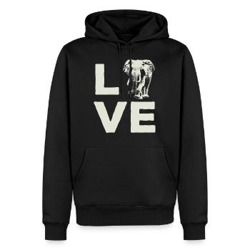 Éléphant amour animal zoo faune cadeau cool - Sweat à capuche Premium bio Homme - noir - Devant - Nico (187cm)