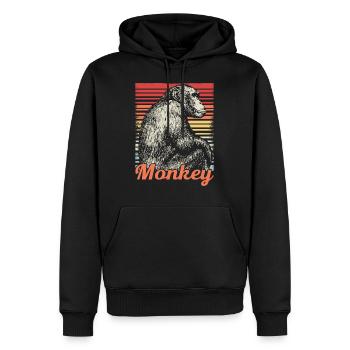 Affe Tier Niedlich Safari Retro Cooles Geschenk - Männer Premium Bio Hoodie - Schwarz - Vorne - Nico (187cm)