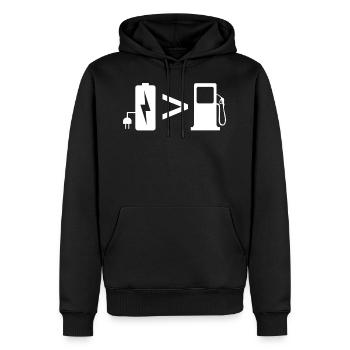 Elektroauto Strom kein Benzin - Männer Premium Bio Hoodie - Schwarz - Vorne - Nico (187cm)