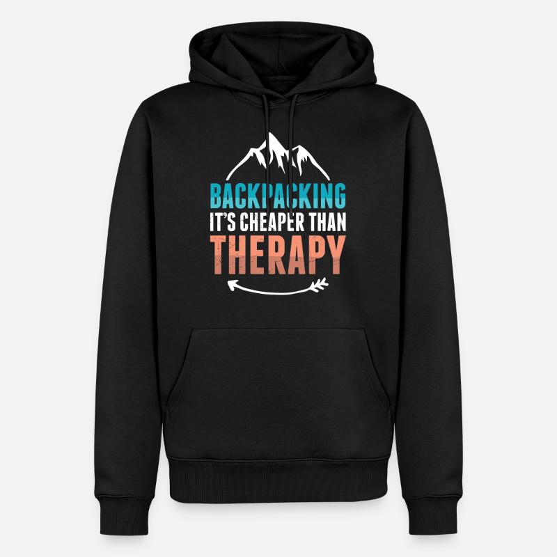 Backpacker Therapie - Männer Premium Bio Hoodie - Schwarz