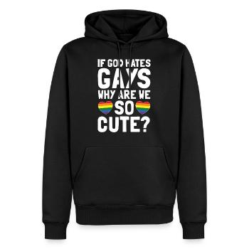 LGBT Gott hasst schwule Regenbogen Herz - Männer Premium Bio Hoodie - Schwarz - Vorne - Nico (187cm)