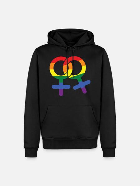 LGBT Lesbisch weiblich Geschenk Symbol - Herre Premium økologisk hoodie - sort