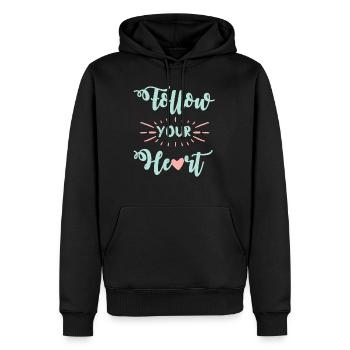 C’est le cœur qui suit le sort - Sweat à capuche Premium bio Homme - noir - Devant - Nico (187cm)