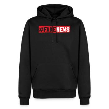Fake News Hashtag Nouvelles - Sweat à capuche Premium bio Homme - noir - Devant - Nico (187cm)