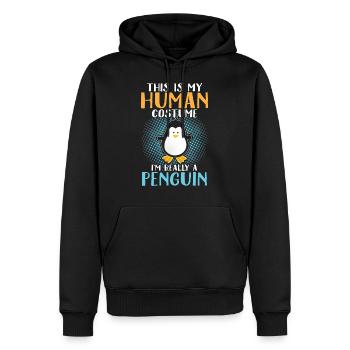 Pinguin im Menschenkostüm - Männer Premium Bio Hoodie - Schwarz - Vorne - Nico (187cm)