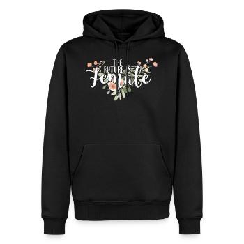 The Future is female Spruch - Männer Premium Bio Hoodie - Schwarz - Vorne - Nico (187cm)