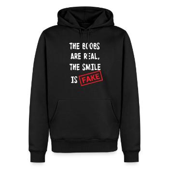 Brüste sind echt Lächeln ist Fake - Männer Premium Bio Hoodie - Schwarz - Vorne - Nico (187cm)
