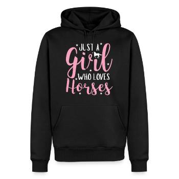 Mädchen liebt Pferde Pferdeliebhaberin - Männer Premium Bio Hoodie - Schwarz - Vorne - Nico (187cm)
